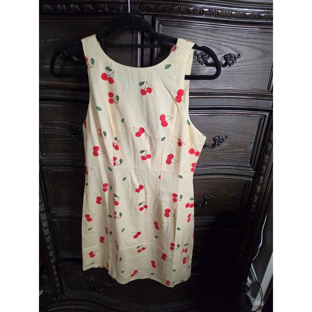 Sunday Edition Womens Cream Red Cherry Print Sleeveless Mini Dress Size‎ S NWT